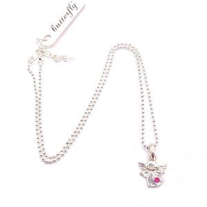 925 Sterling Silver Butterfly Angel Pendant Necklace